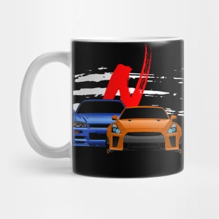 GTR R34 & R35 Japan flag JDM Mug